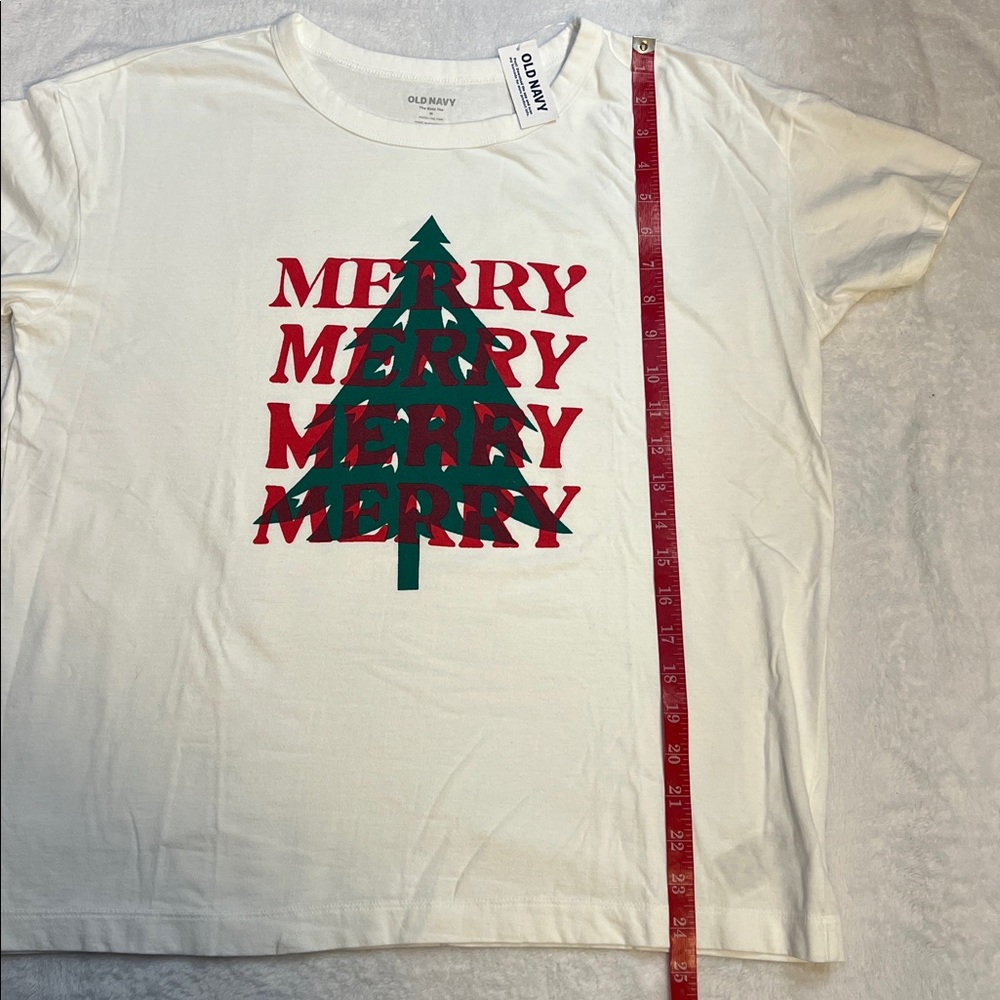 Women's Old Navy Christmas "Merry Merry Merry" T-Shirt Size M - Picture 5 of 5